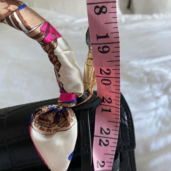 House of Hello HK Black Croc Big Eyes Kelly Style Tote Crossbody Bag Purse - Picture 15 of 16